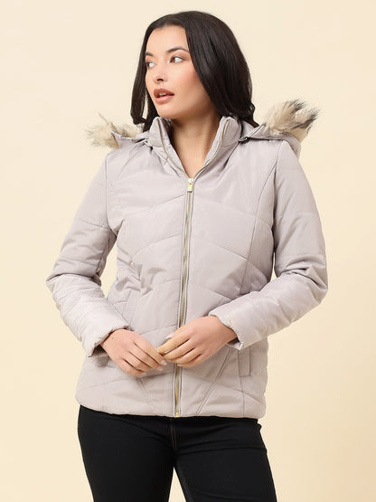 Jacket for Women | Premium Casual Jacket Regular Fit Hooded Poly Blend Fabric Solid Pattern