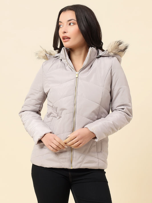 Jacket for Women | Premium Casual Jacket Regular Fit Hooded Poly Blend Fabric Solid Pattern