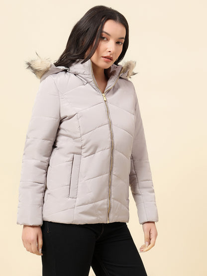 Jacket for Women | Premium Casual Jacket Regular Fit Hooded Poly Blend Fabric Solid Pattern