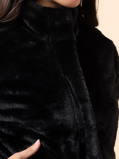 Reversible Jacket for Women | Premium Casual Jacket Regular Fit Mock Neck Fancy Fabric Solid Pattern