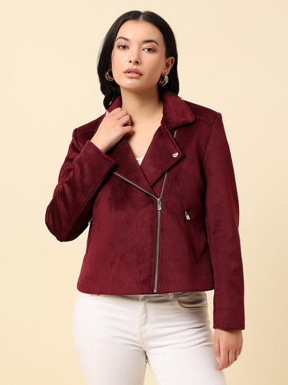 Jacket for Women | Premium Casual Jacket Regular Fit Notched Collar Corduroy Fabric Solid Pattern