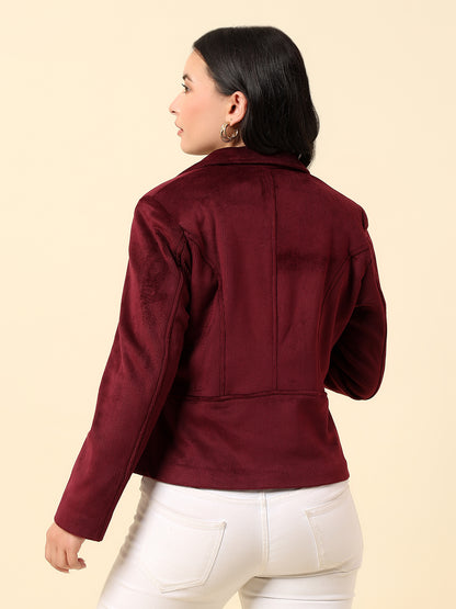 Jacket for Women | Premium Casual Jacket Regular Fit Notched Collar Corduroy Fabric Solid Pattern