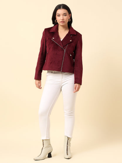 Jacket for Women | Premium Casual Jacket Regular Fit Notched Collar Corduroy Fabric Solid Pattern