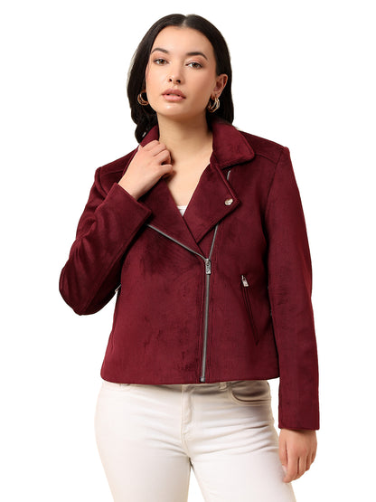 Jacket for Women | Premium Casual Jacket Regular Fit Notched Collar Corduroy Fabric Solid Pattern