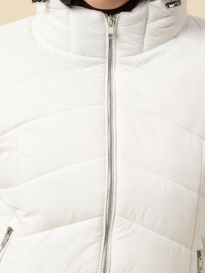 Jacket for Women | Premium Casual Jacket Regular Fit Hooded Nylon Fabric Solid Pattern