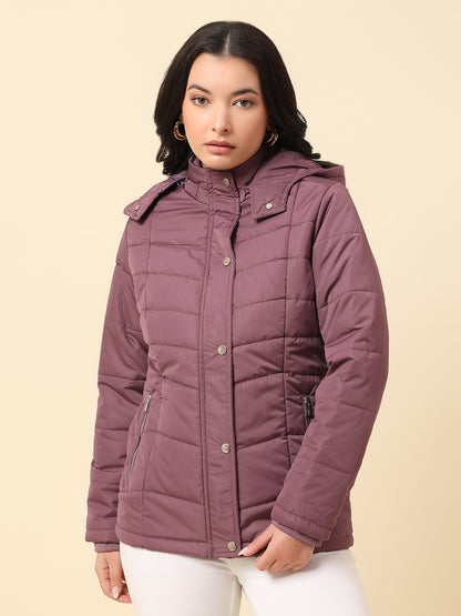 Jacket for Women | Premium Casual Jacket Regular Fit Hooded Nylon Fabric Solid Pattern