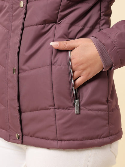 Jacket for Women | Premium Casual Jacket Regular Fit Hooded Nylon Fabric Solid Pattern