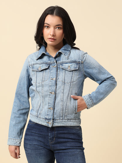 Jacket for Women | Premium Casual Jacket Regular Fit Spread Collar Cotton Fabric Solid Pattern