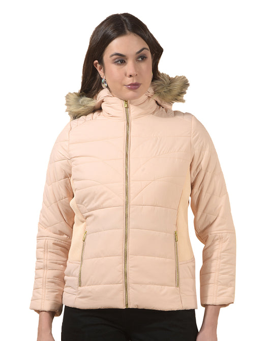 Jacket for Women | Premium Casual Jacket Regular Fit Hooded Poly Blend Fabric Solid Pattern
