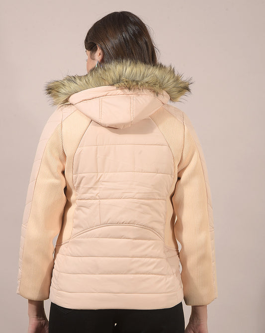 Jacket for Women | Premium Casual Jacket Regular Fit Hooded Poly Blend Fabric Solid Pattern