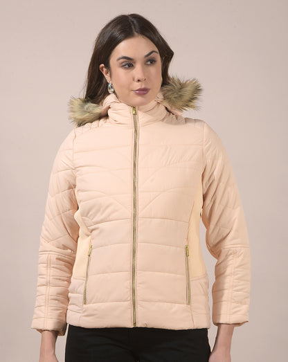 Jacket for Women | Premium Casual Jacket Regular Fit Hooded Poly Blend Fabric Solid Pattern