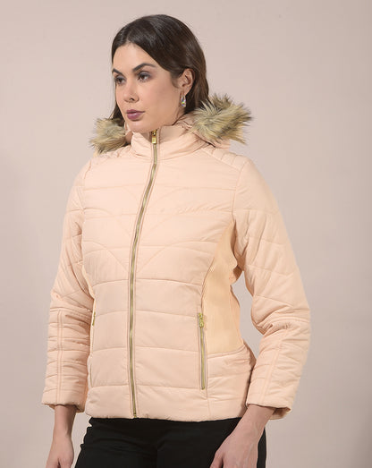 Jacket for Women | Premium Casual Jacket Regular Fit Hooded Poly Blend Fabric Solid Pattern