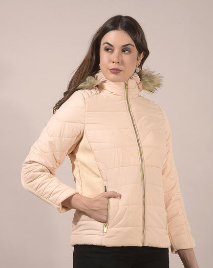 Jacket for Women | Premium Casual Jacket Regular Fit Hooded Poly Blend Fabric Solid Pattern