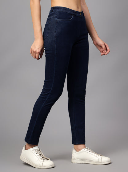 Women's  Flat Front Indigo blue Light Fade Mid rise Jeggings