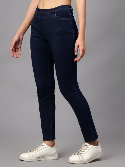 Women's  Flat Front Indigo blue Light Fade Mid rise Jeggings