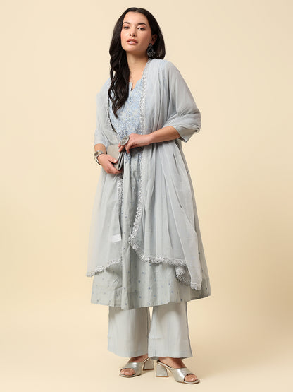 Kurti Palazzo Set for Women | Winter Wear Round Neck Poly Blend Fabric Embroidered Pattern