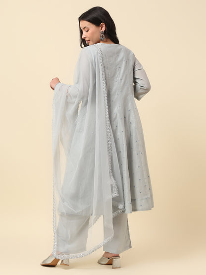 Kurti Palazzo Set for Women | Winter Wear Round Neck Poly Blend Fabric Embroidered Pattern