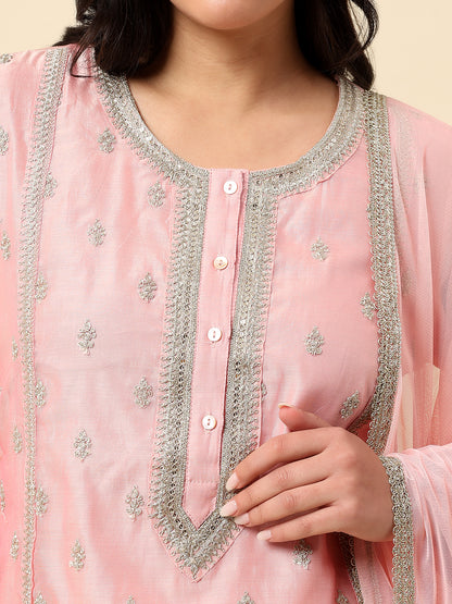 Kurti Palazzo Set for Women | Winter Wear Round Neck Poly Blend Fabric Embroidered Pattern