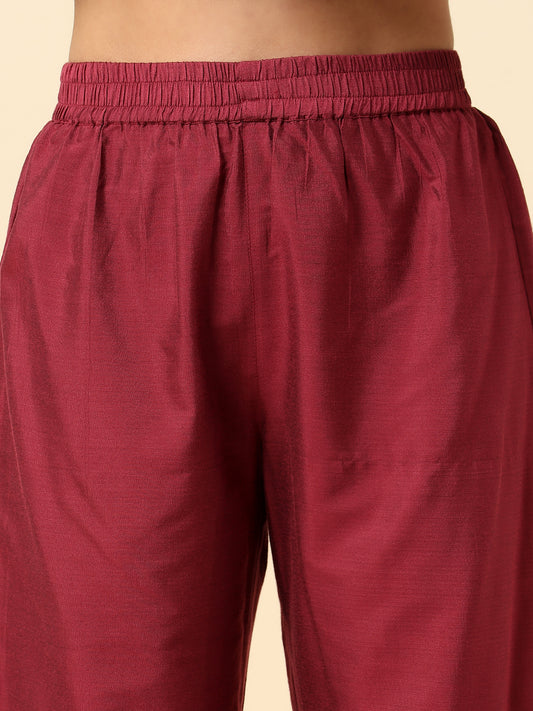 Kurti Palazzo Set for Women | Winter Wear Round Neck Poly Blend Fabric Embroidered Pattern