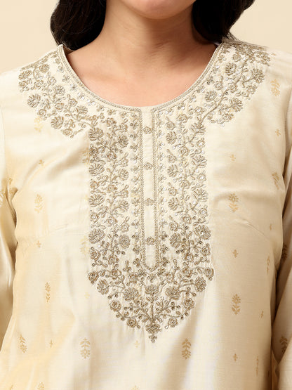 Kurti Palazzo Set for Women | Winter Wear Round Neck Poly Blend Fabric Embroidered Pattern