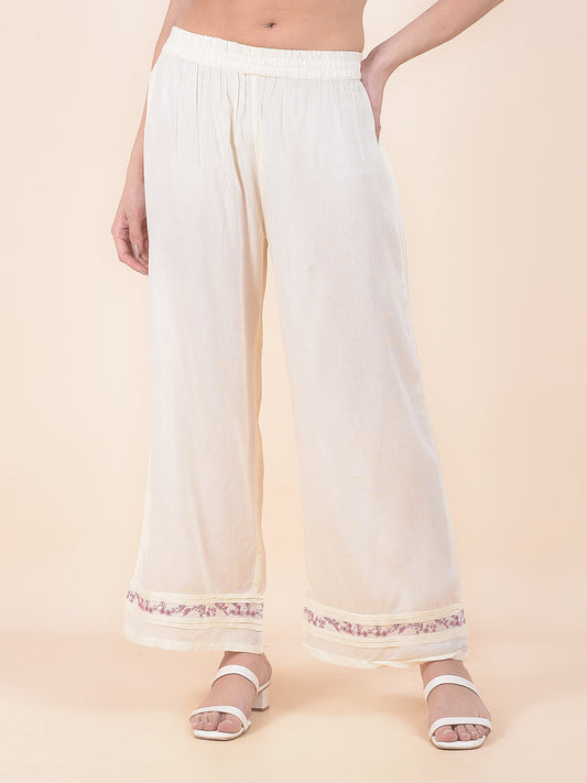 Plazzo for Women l Breathable & Soft with Color Fastness Regular Fit Cotton Blend Fabric Solid Pattern