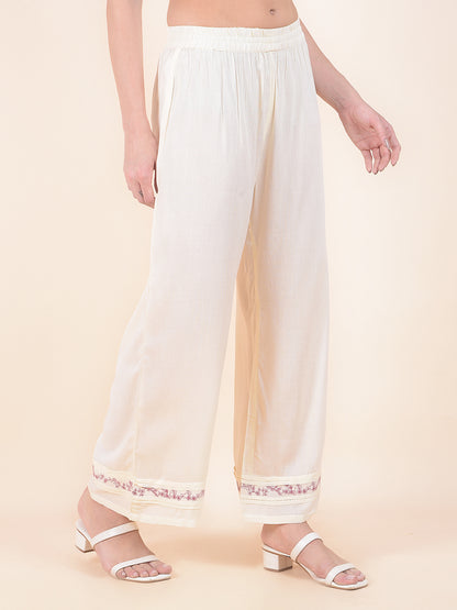 Plazzo for Women l Breathable & Soft with Color Fastness Regular Fit Cotton Blend Fabric Solid Pattern