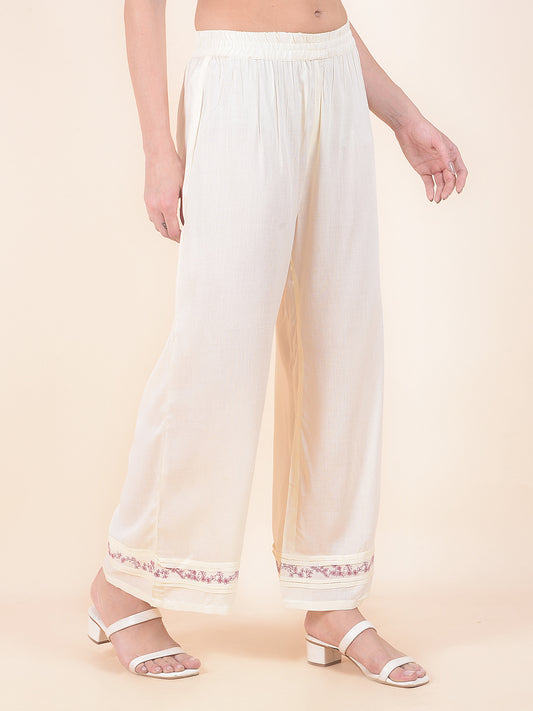 Plazzo for Women l Breathable & Soft with Color Fastness Regular Fit Cotton Blend Fabric Solid Pattern