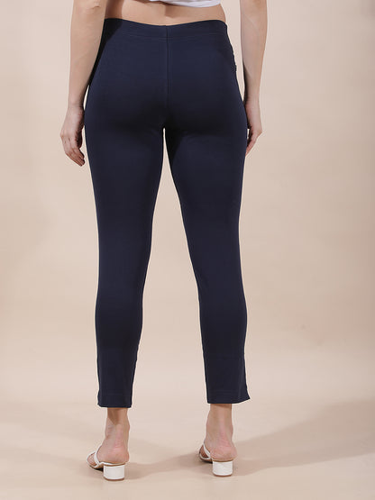 Pant for Women l Breathable & Soft with Color Fastness Regular Fit Cotton Blend Fabric Solid Pattern