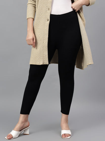 Women's Solid Black Regular Fit Kurti Pant