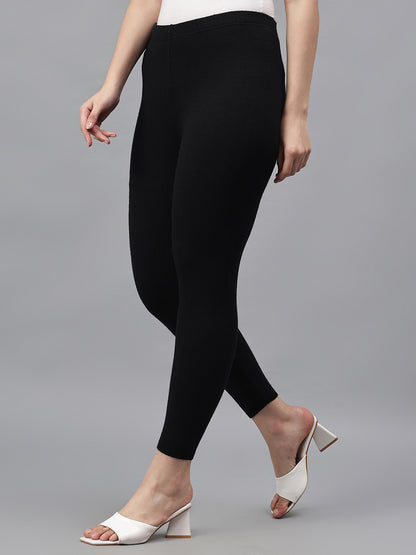 Women's Solid Black Regular Fit Kurti Pant