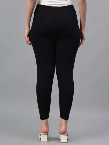 Women's Solid Black Regular Fit Kurti Pant