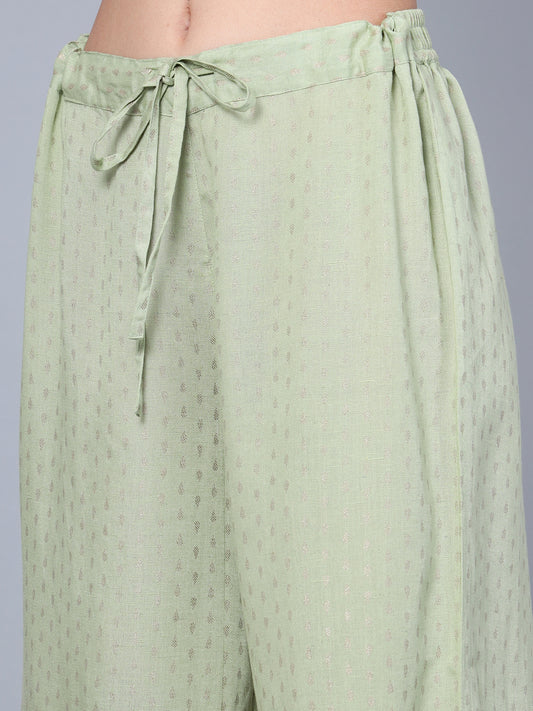 Cantabil Women Off White Floral Printed 3/4th Sleeves Kurti Plazzo Suit Set (7154582847627)