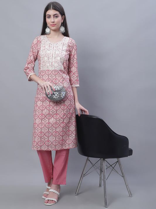 Cantabil Women's Embroidered Kurti Palazzo Set (7135782371467)