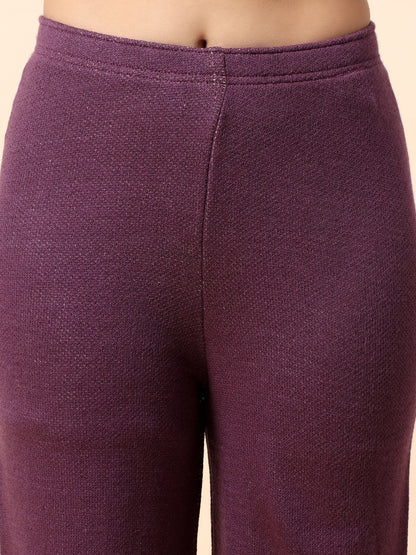 Kurti Palazzo Set for Women | Winter Wear Mandarin Collar Acrylic Fabric Printed Pattern