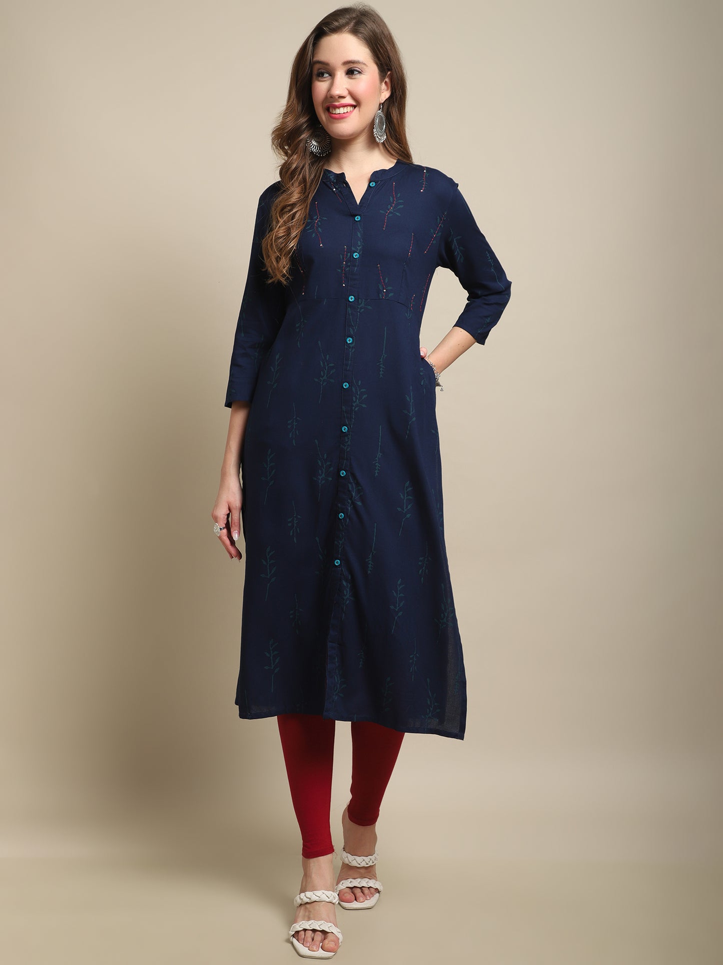 Cantabil Women Navy Blue Kurti (7121534288011)