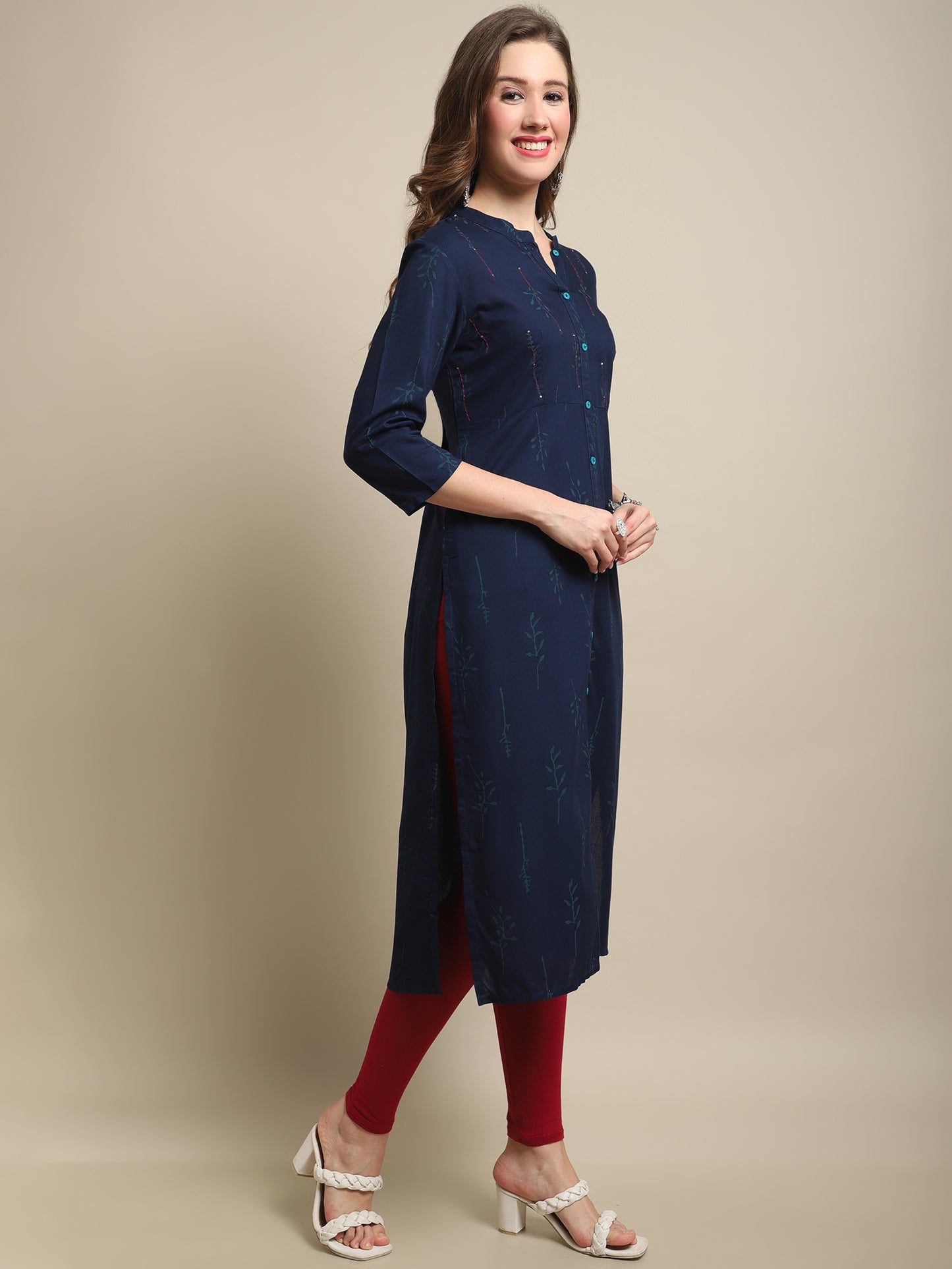 Cantabil Women Navy Blue Kurti (7121534288011)