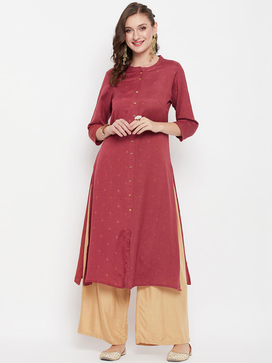 Cantabil Women Brick Red Kurti (7135782830219)
