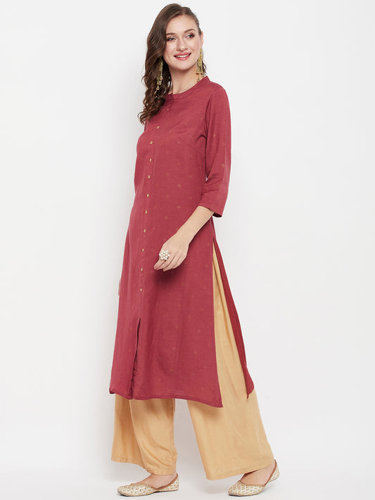 Cantabil Women Brick Red Kurti (7135782830219)