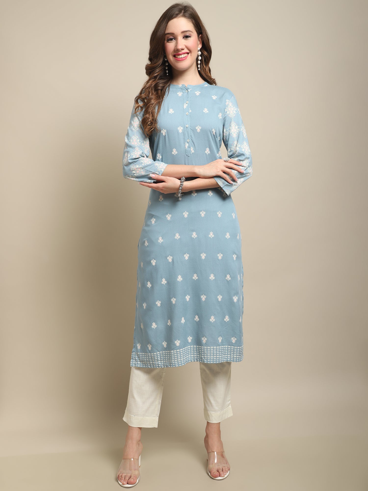 Cantabil Women Sky Blue Kurti (7121541070987)