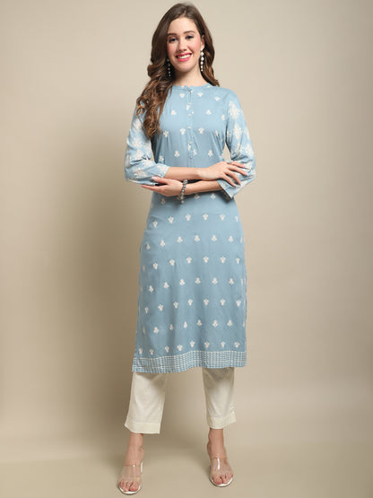 Cantabil Women Sky Blue Kurti (7121541070987)