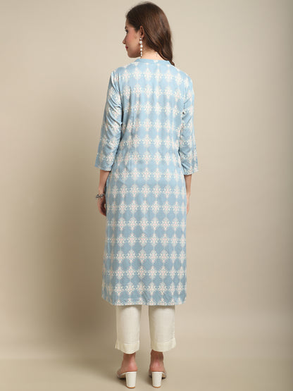 Cantabil Women Sky Blue Kurti (7121541070987)