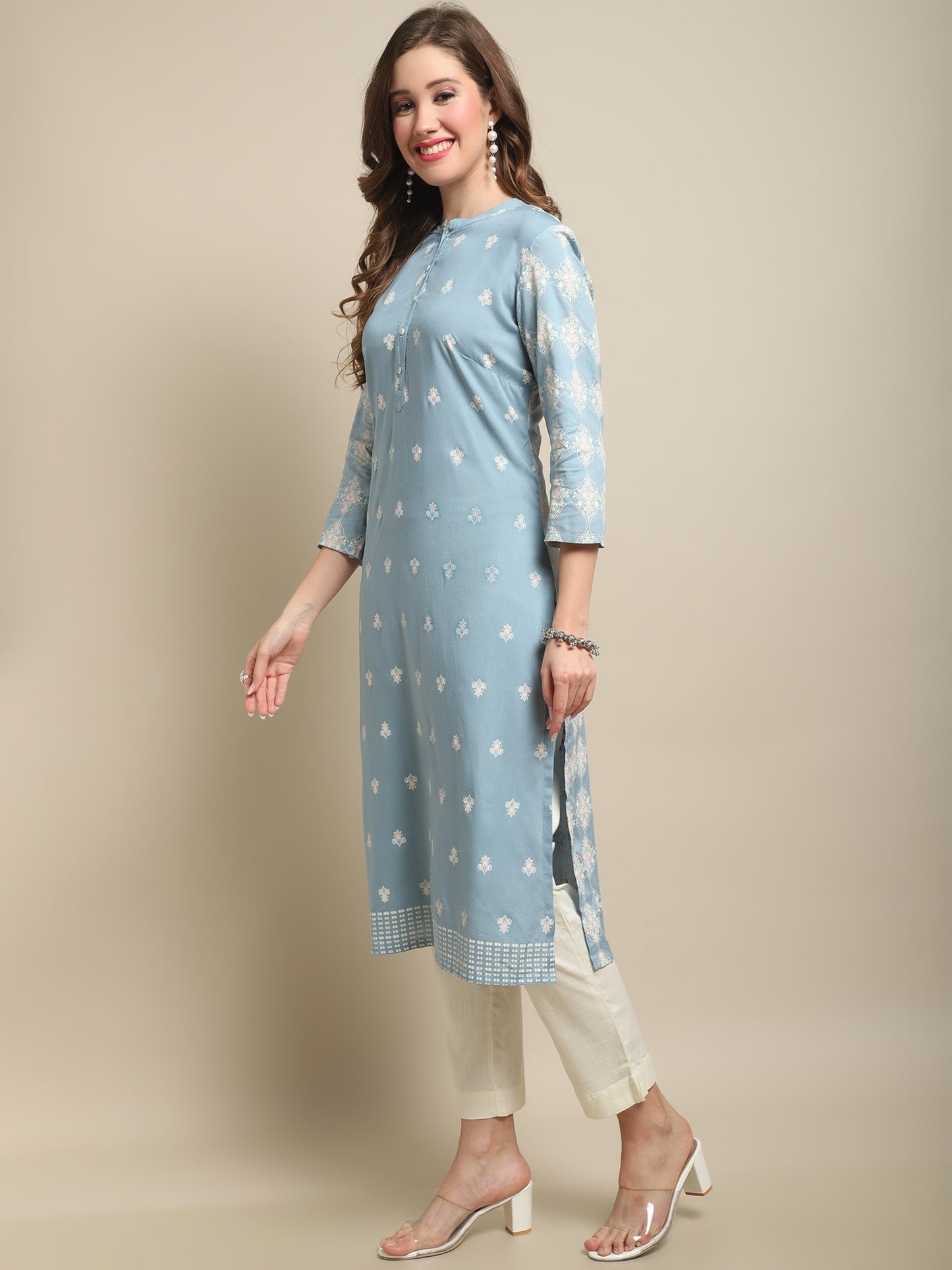 Cantabil Women Sky Blue Kurti (7121541070987)