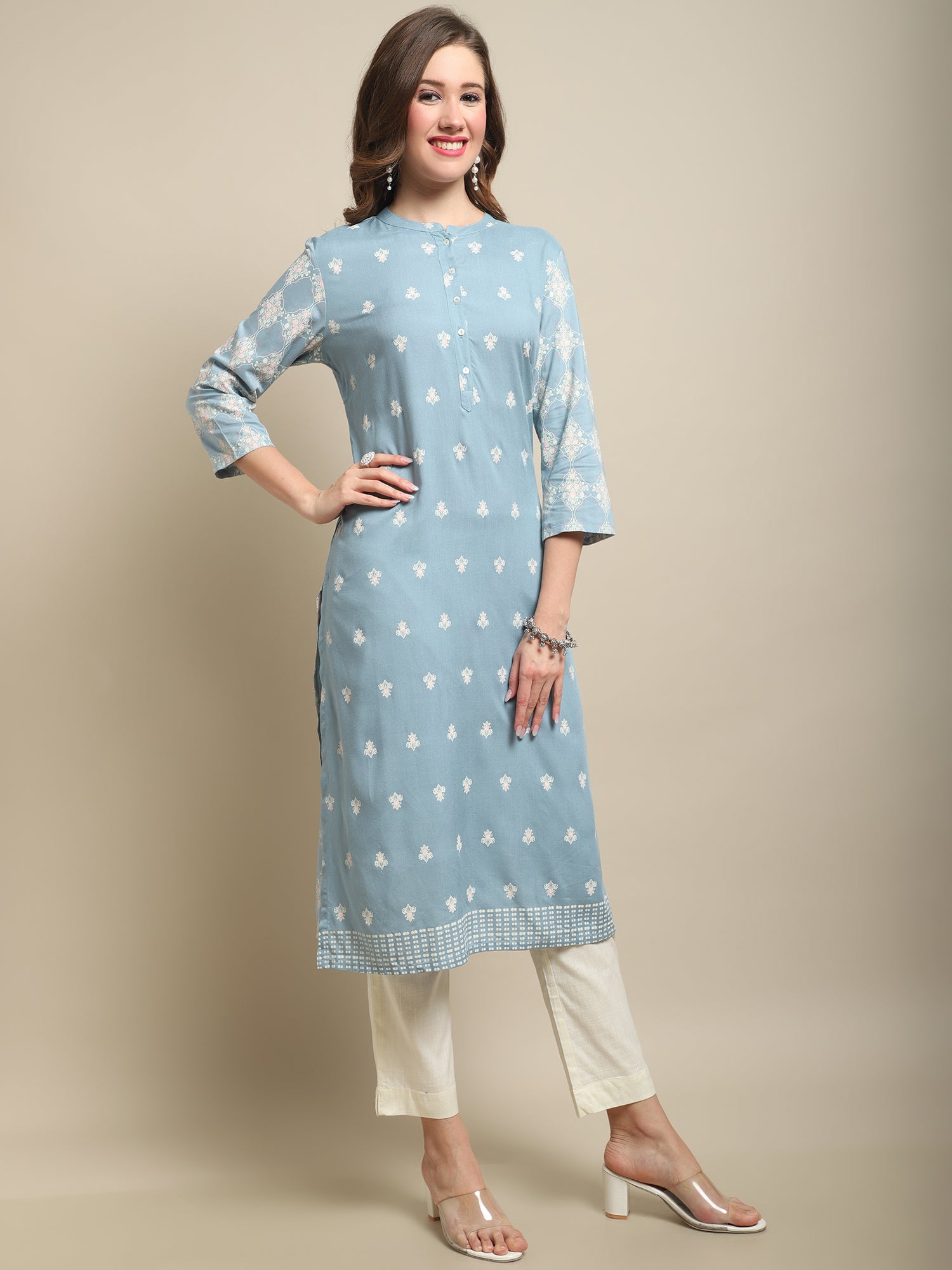 Cantabil Women Sky Blue Kurti (7121541070987)