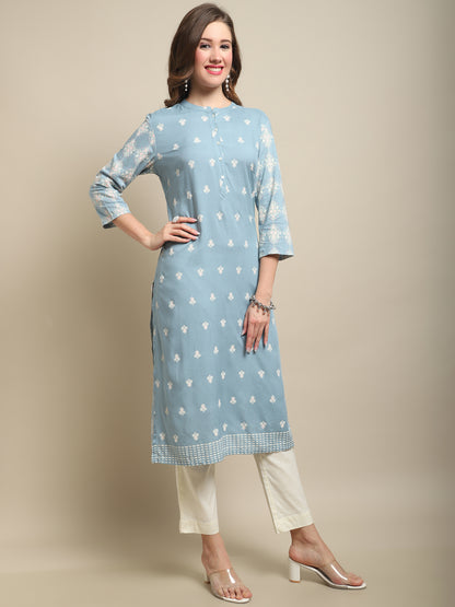 Cantabil Women Sky Blue Kurti (7121541070987)