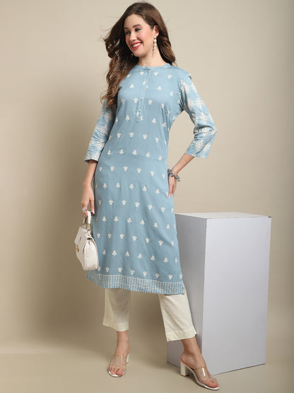 Cantabil Women Sky Blue Kurti (7121541070987)