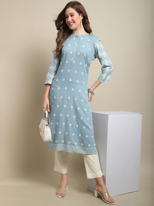 Cantabil Women Sky Blue Kurti (7121541070987)