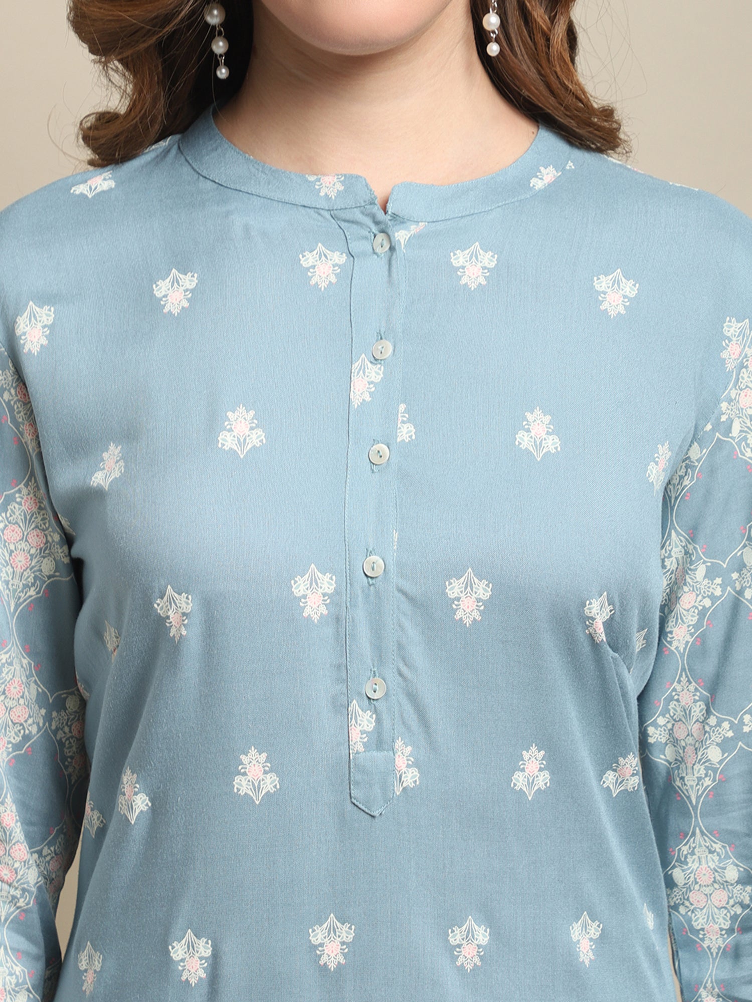 Cantabil Women Sky Blue Kurti (7121541070987)