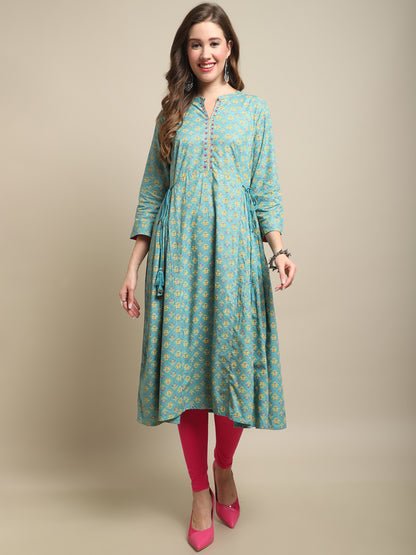 Cantabil Women Turquoise Blue Kurti (7121540087947)