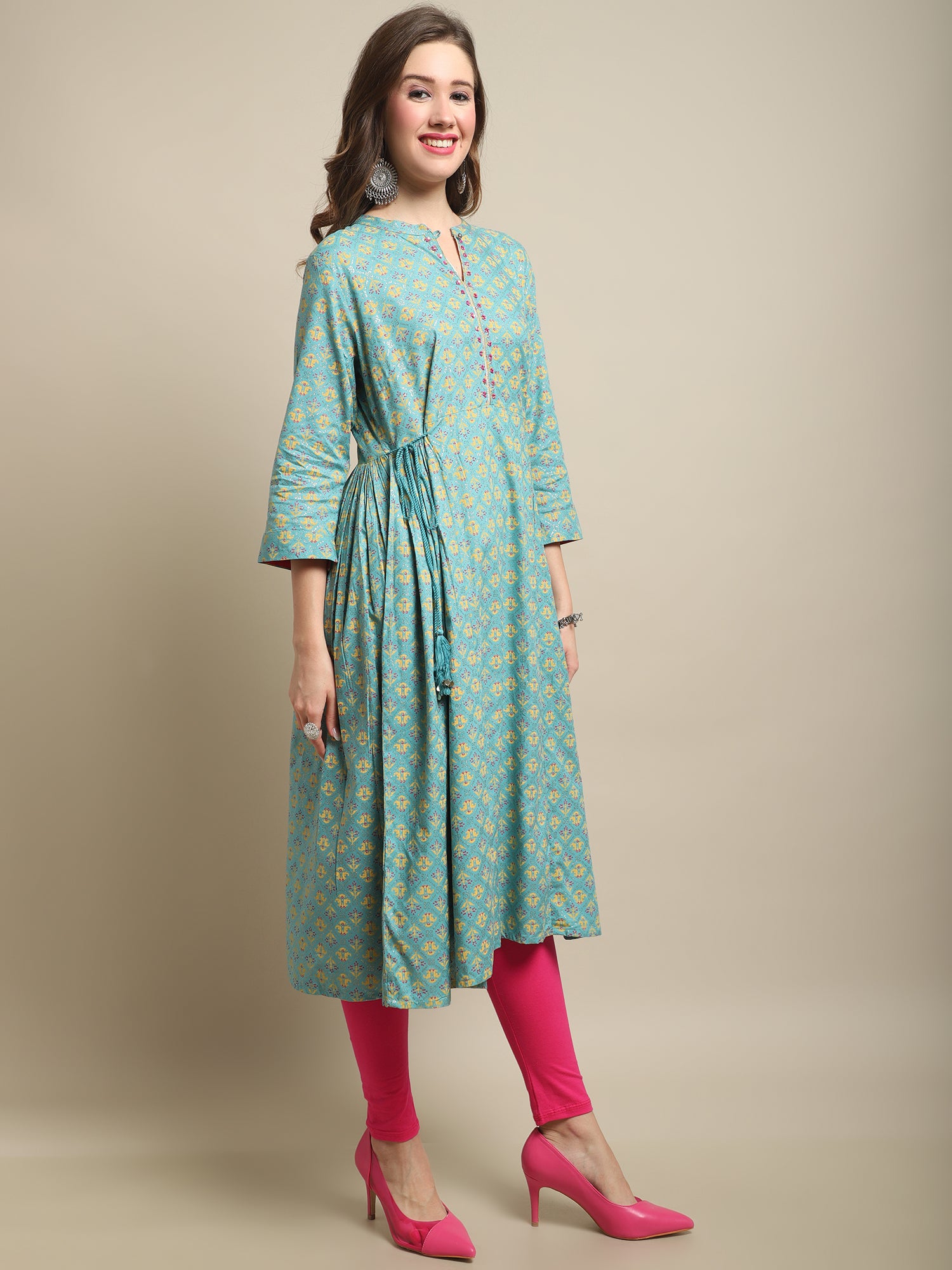 Cantabil Women Turquoise Blue Kurti (7121540087947)