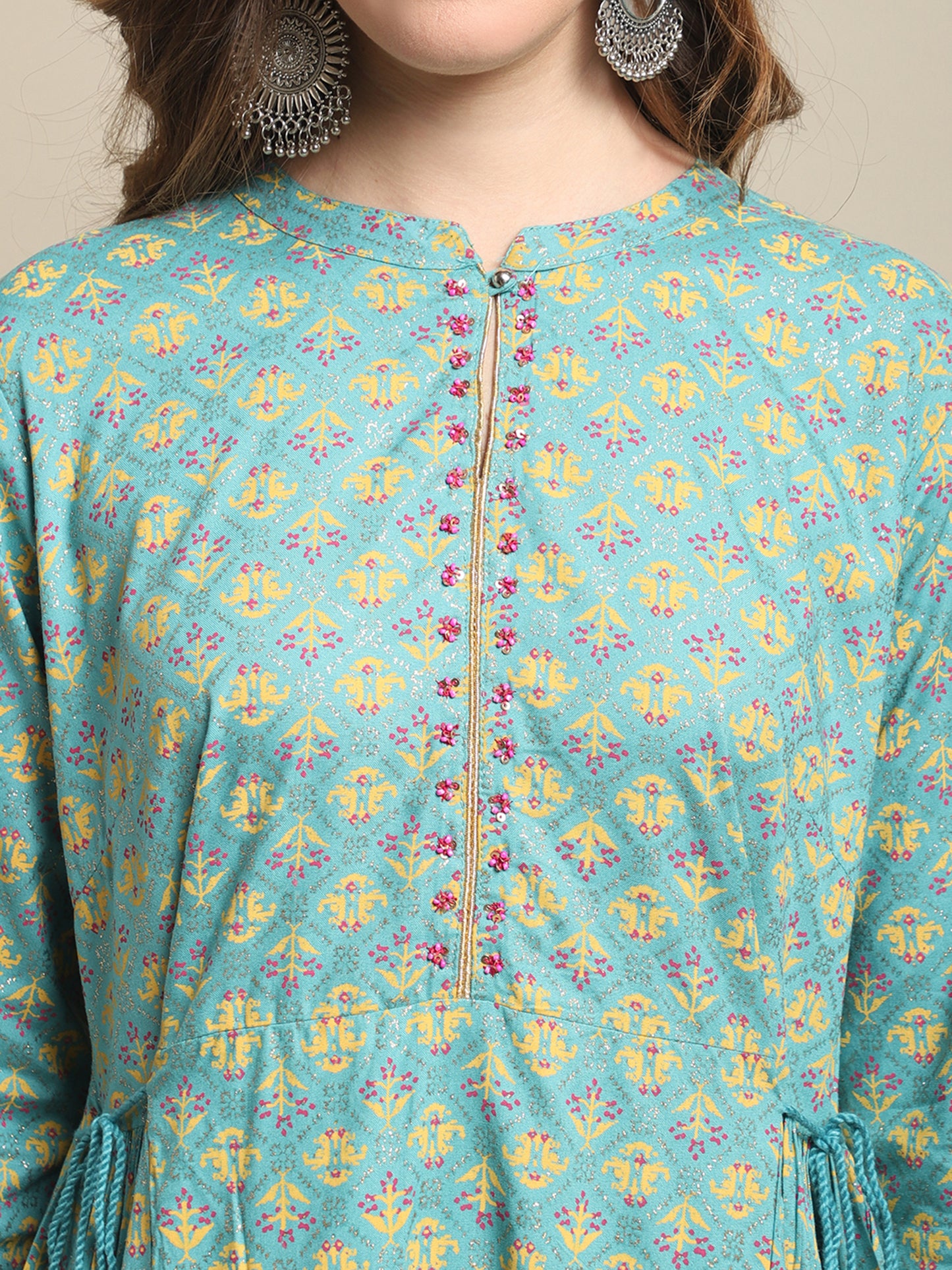 Cantabil Women Turquoise Blue Kurti (7121540087947)